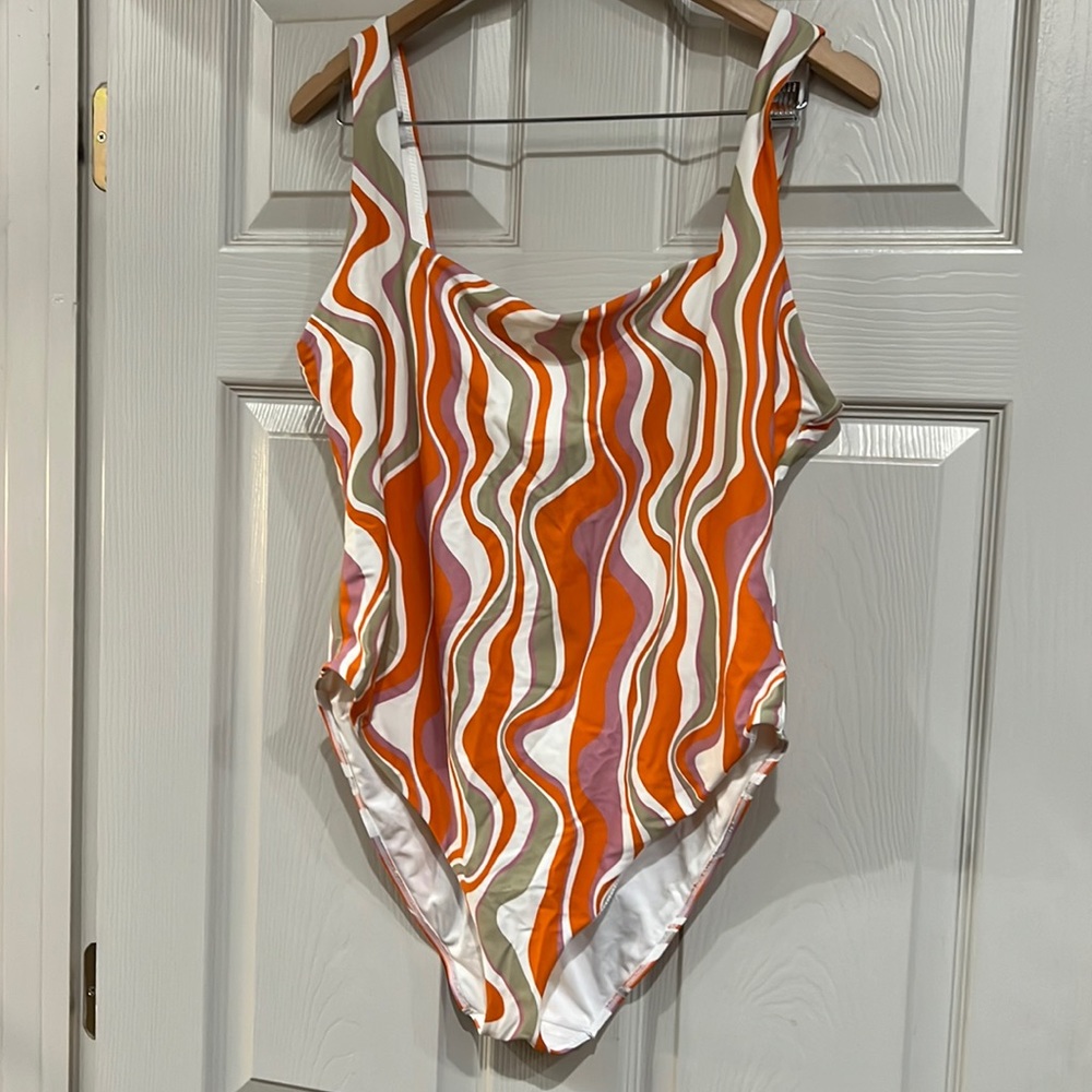 SMYM wavy stripe one piece swimsuit